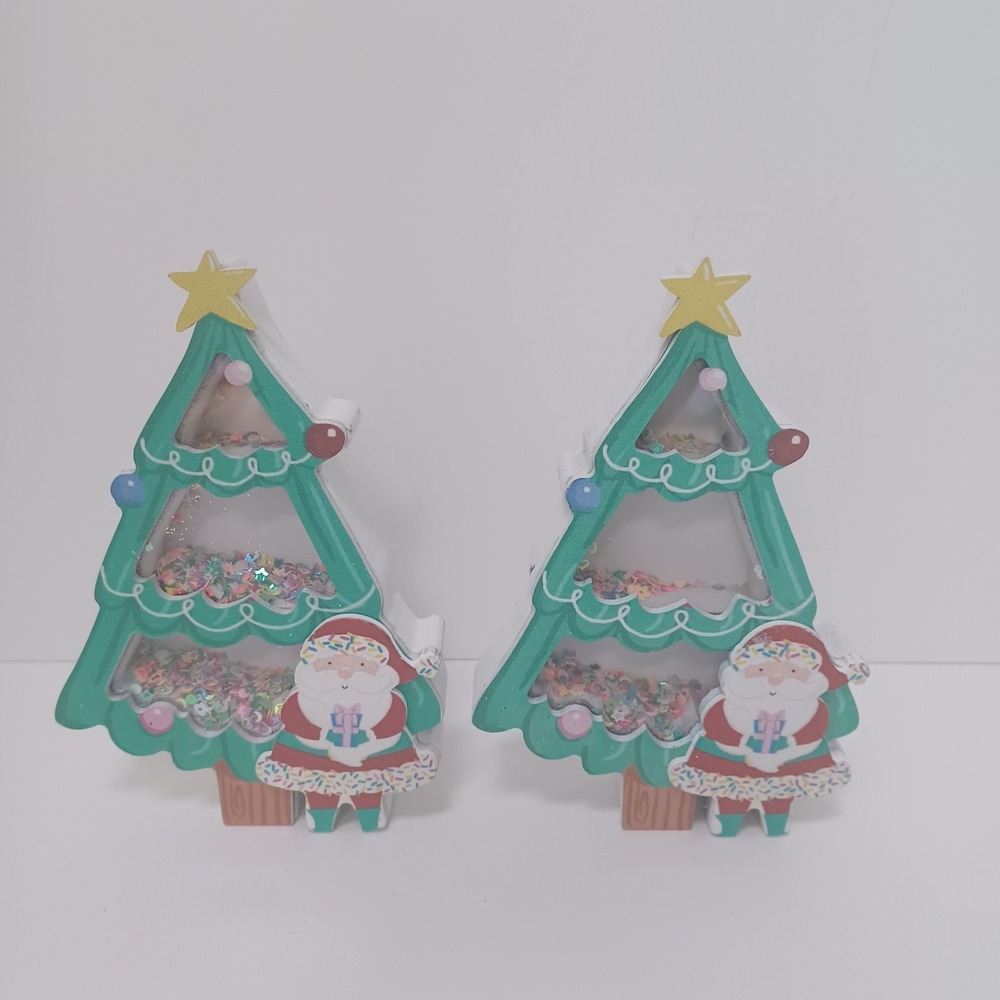 NEW Ashland Christmas Noel‎ Sprinkle Shop Set of 2 Tabletop Decor Trees